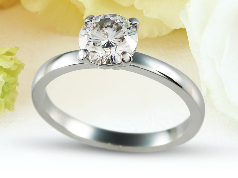 Thin + Simple Solitaire Engagement Ring With Radiant Cut Diamond - GOODSTONE